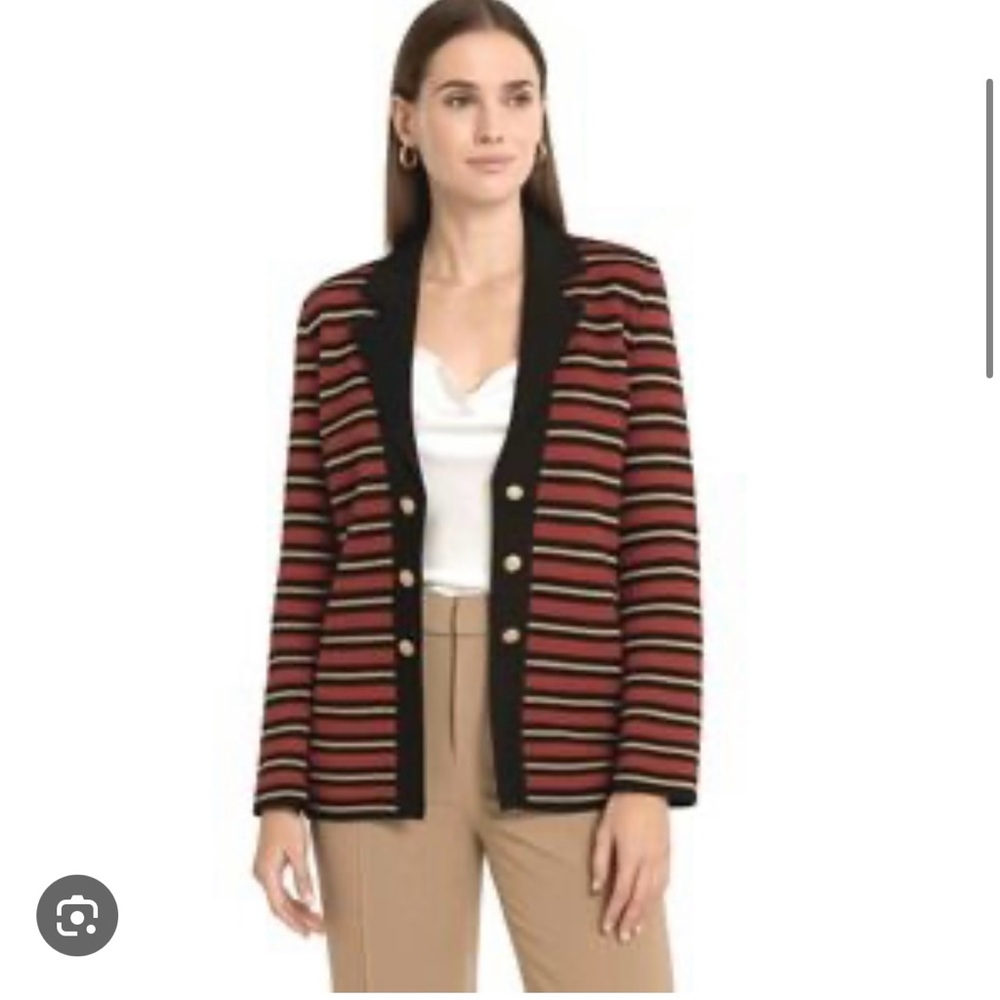Exclusively Misook holiday Striped Jacket